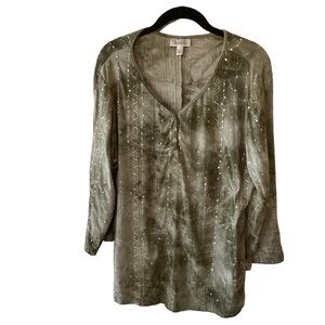 Dressbarn Y2K Green Sequin Top 1X Fairygoth Grunge Whimsigoth Forest